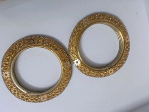 Beautiful Party Wear Golden Kada Pair In 2'6 Size