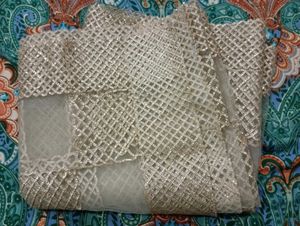 Elegant Gold Net Overlay dupatta