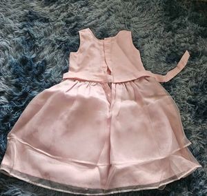 Cute Pink Party Frock with Flower and pearls