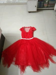 Red Lace &amp; Tulle Gown