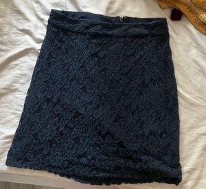 Navy Blue Lace Skirt