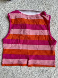 Striped Polo Crop Top