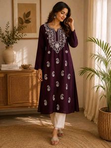 Embroidered Purple Kurta