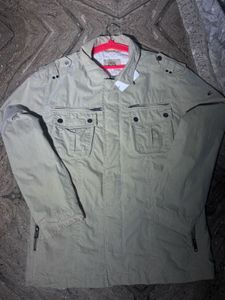 Men's Beige Casual long Jacket