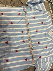 Blue Striped Heart Top