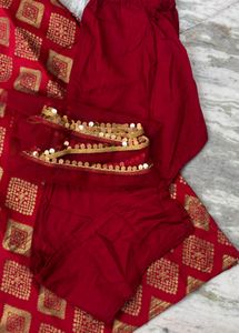 Elegant Red &amp; Gold Kurta Set