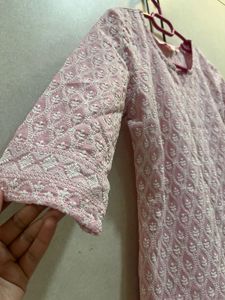 Beautiful Pink Chikankari Kurta