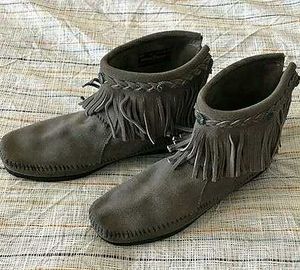 Gray Fringe Boots