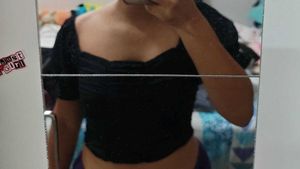Black Puff Sleeve Crop Top