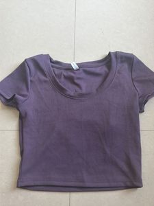 Purple Ribbed Cropped Top