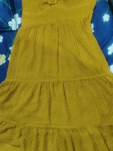 Aayu yellow swiss Dot Midi Dress