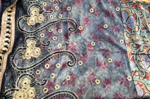 supernet party wear Saree with Embellished Blouse