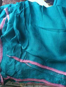 Beautiful Teal &amp; Pink Floral Dress Material