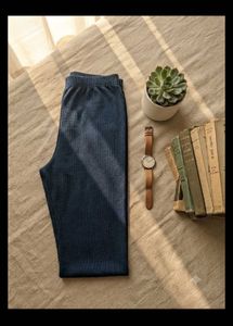 Cozy Ribbed Navy Blue Leggings