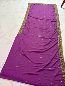 Beautiful Purple Embroidered Saree