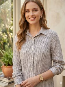Chic Printed Midi Shirt Dress