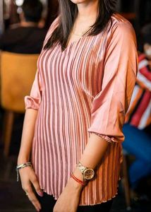Satin Pleated pink Top