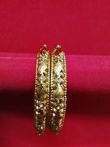Stunning Gold Bangles with Crystal Embellishments