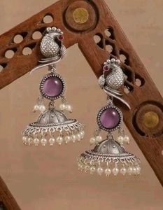 👂🏻💜Elegant Oxidized Jhumka Earrings