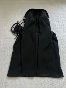 Elegant Black Blazer with Rose Detail
