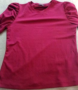 Maroon Puff Sleeve Top