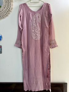 Mauve Handcrafted chickenkari suit pallazzo set