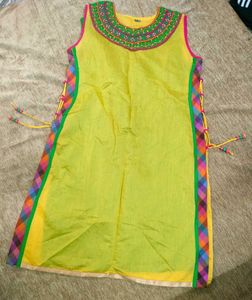 Yellow Embroidered Kurta