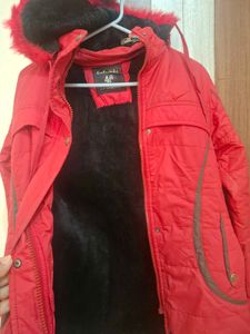 Red Fur Hooded Winter Jacket