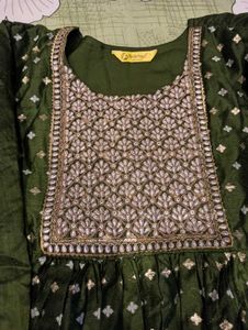 Green Embroidered Kurta Set