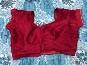 Vibrant Floral Print Red Saree with Blouse