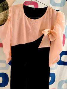Chic Black &amp; Peach Party Dress for girls