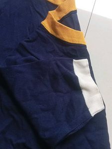 Navy Blue Top with Floral Embroidery