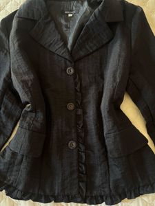 Black Ruffled Blazer Jacket