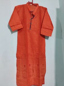 New Orange Cotton XL Kurta