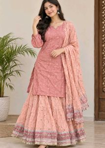 Elegant Pink Kurta  plazo set