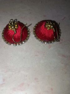 Red & Gold Tone Earrings