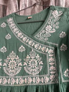 Embroidered Green Kurta