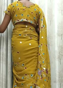 Net Olive Colour Beautiful Saree