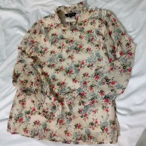 Floral Print Ruffle Neck Top BY RARE