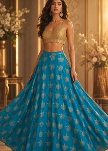 Diwali Special Beautiful Sea Green Ethnic Skirt