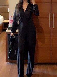 Chic Black V-Neck Jumpsuit