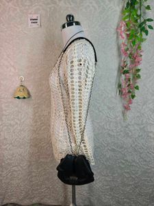 Cream Crochet Long Sleeve Top