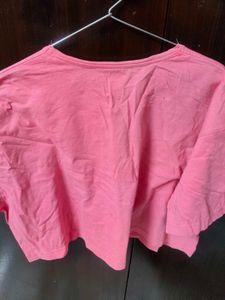 Cute Crop Pink "MOOD." Graphic T-Shirt