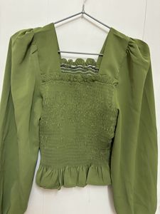 Dark Parrot Green Bardot Top