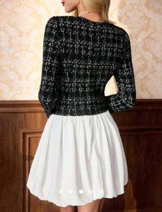 SAVANA Chic Tweed &amp; Bubble Hem Dress