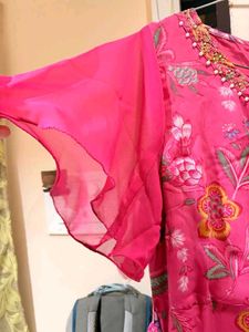 W's Elegant Pink floral ready to wear saree