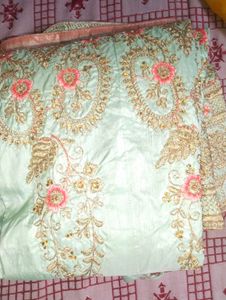 Elegant Mint Green Embroidered Lehenga Skirt