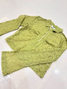 Lime Green sheer fitted shirt