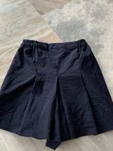 Navy Blue Pleated A-Line Skirt