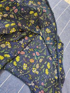 Navy Floral Print Top